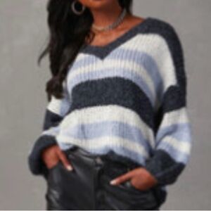 Striped V-Neck Sweater